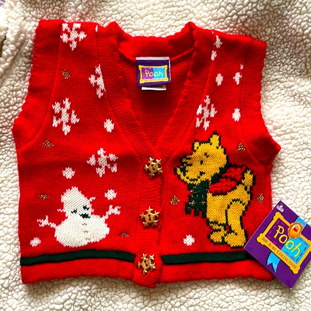 Vintage Christmas Pooh Vest NWT